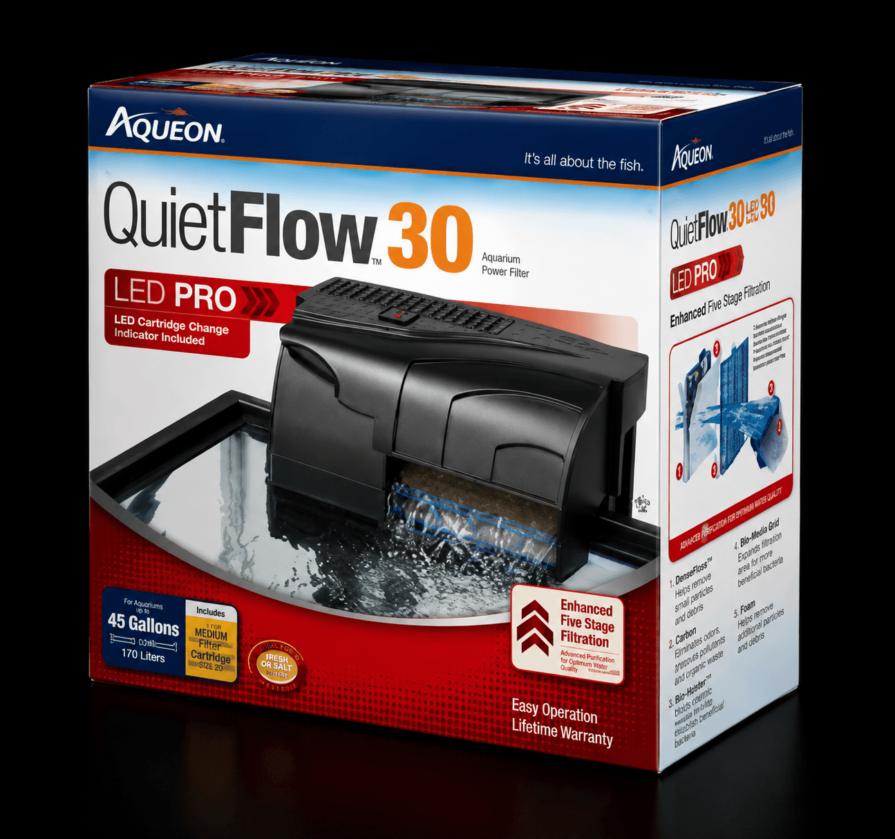 Aqueon Quietflow LED PRO Aquarium Power Filter 30