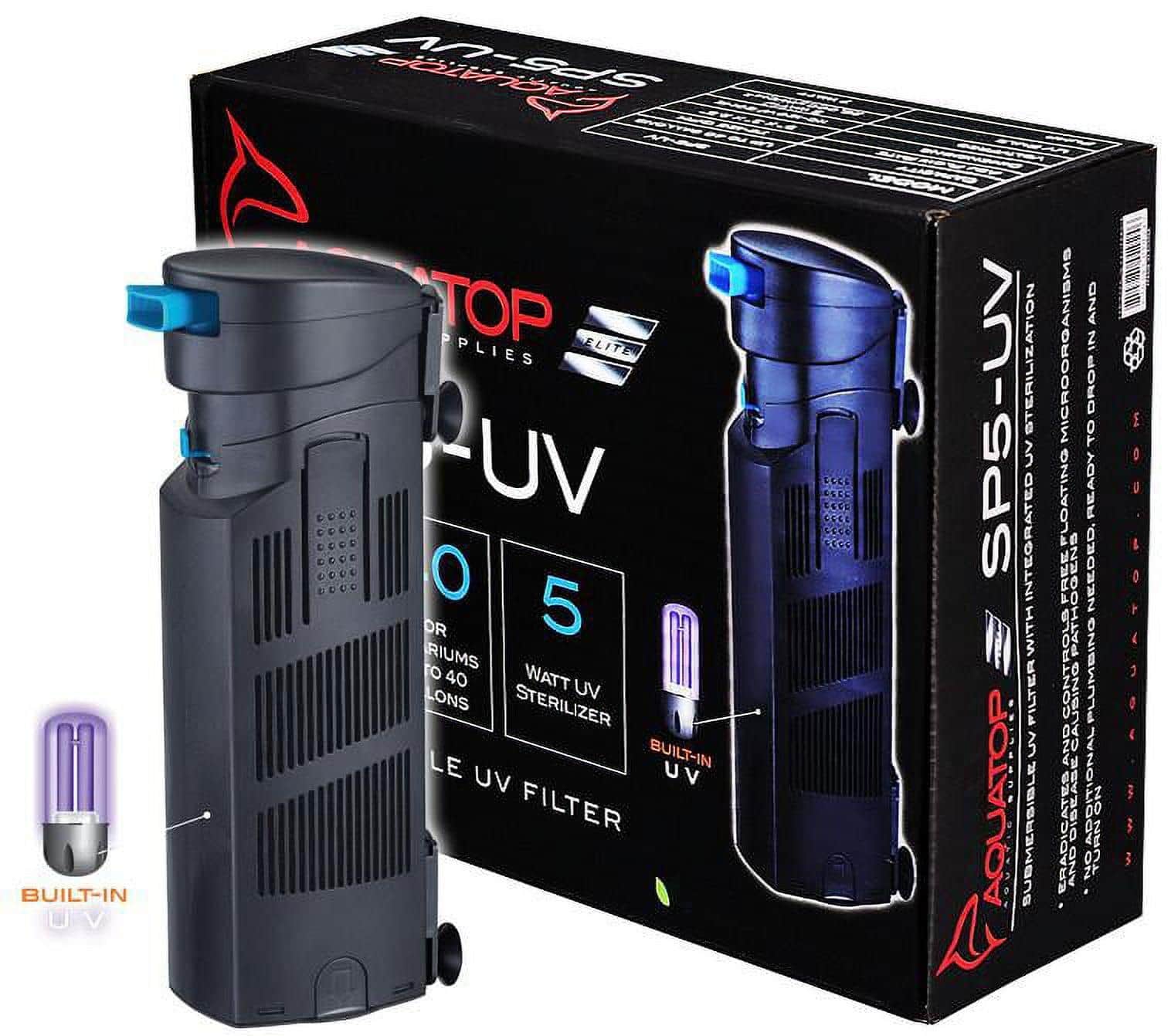 Aquatop Sp5-UV 72-126 GPH Internal Filter with 5 Watt UV Sterilization